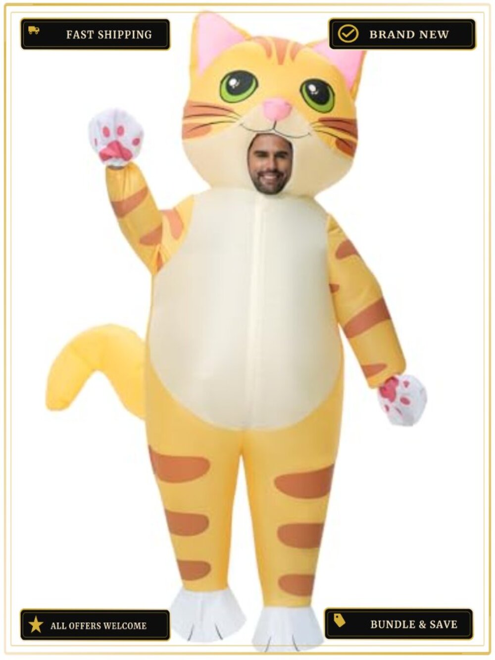 Inflatable Cat Costume Adult Blow Up Polyester Christmas Halloween Party
